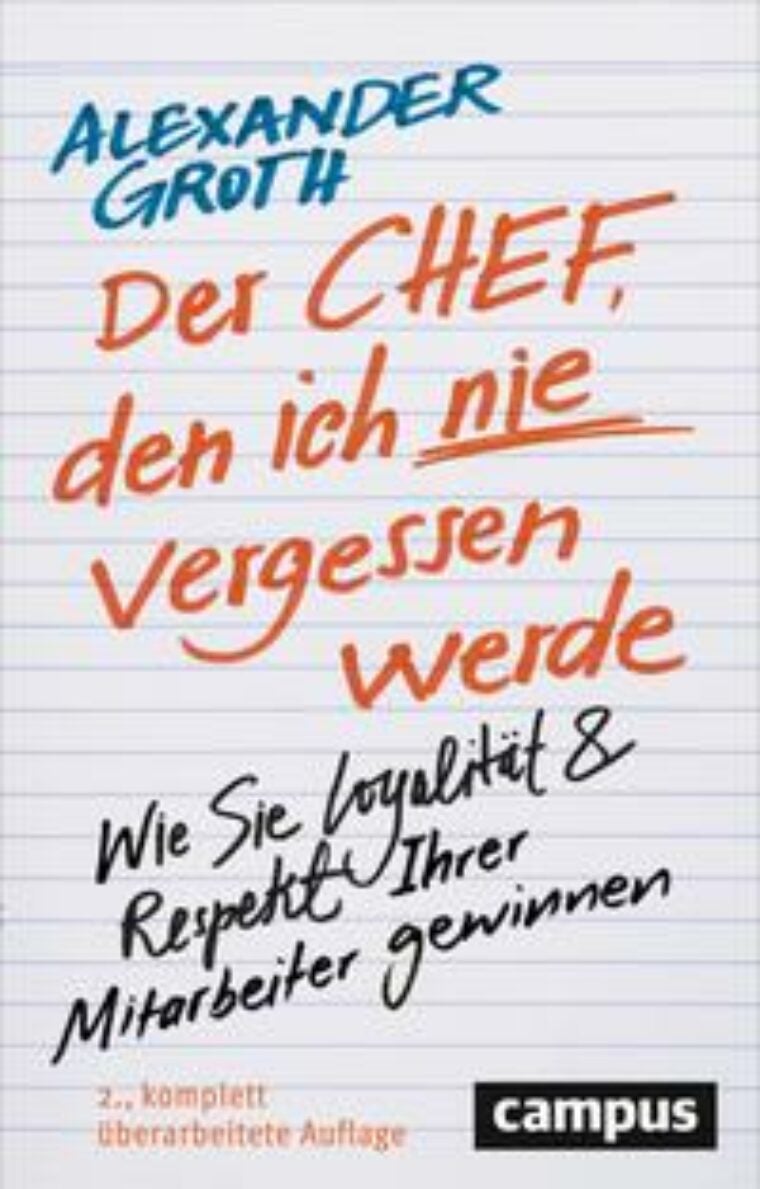 Buch über Führungsmanagement: Gute Chefs sind Menschen mit starker Persönlichkeit, deswegen zeigt Alexander Groth in seinem Buch, wie jeder Manager seine starken persönlichen Eigenschaften nach und nach entwickeln kann. Das Buch gibt praktische Beispiele und viele interessante Impulse, die zum Nachdenken und Umsetzen anregen. Ein absoluter must read für neue und langjährige Führungskräfte! “Der Chef, den ich nie vergessen werde”
