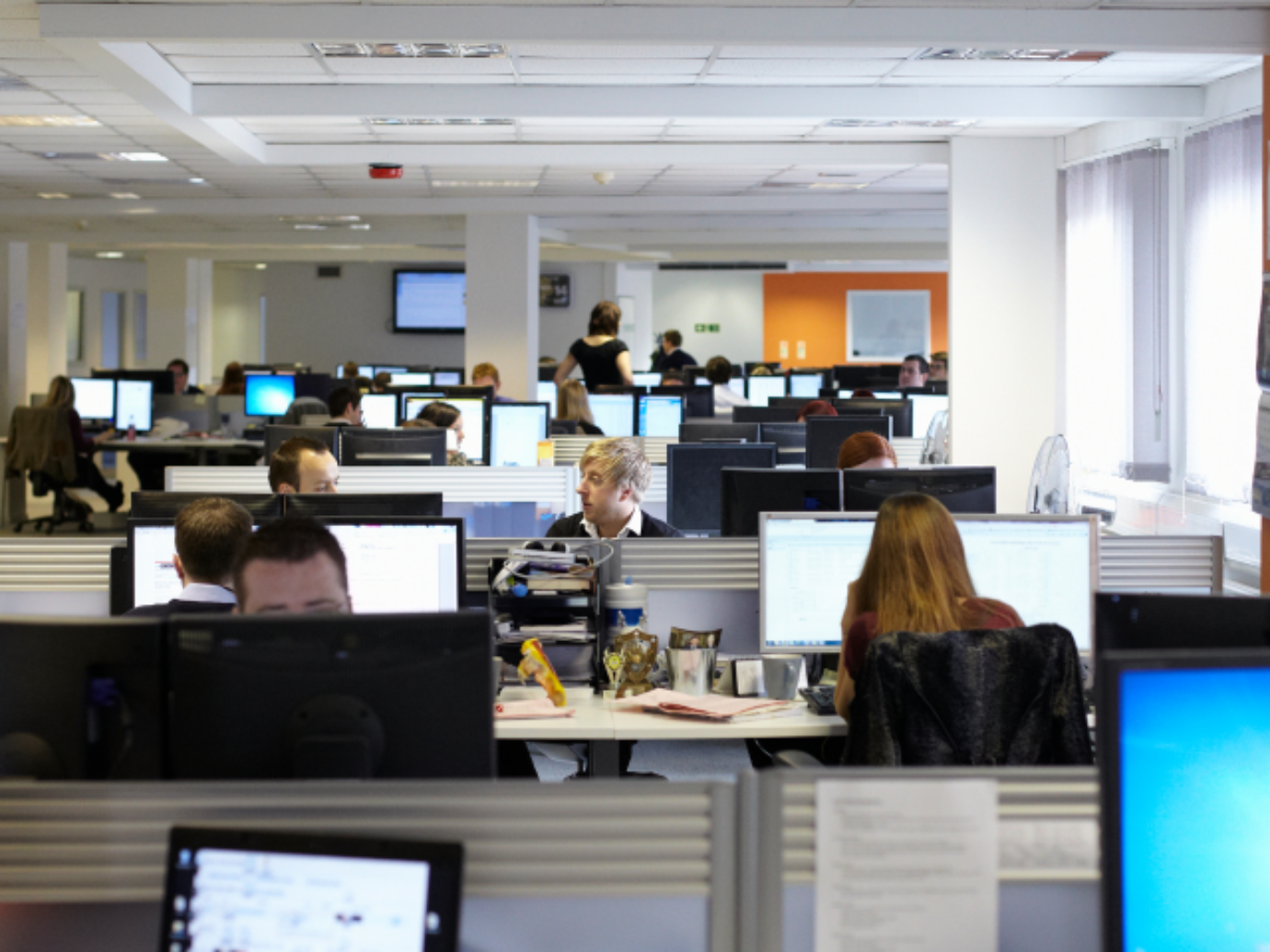 Als Kundendienstmitarbeiter arbeitest du vor allem in modernen Büros wie diesem.