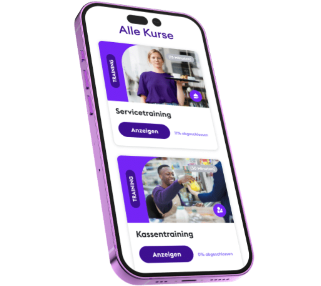 Das Smartphone zeigt unseren Zenjob Online Campus.