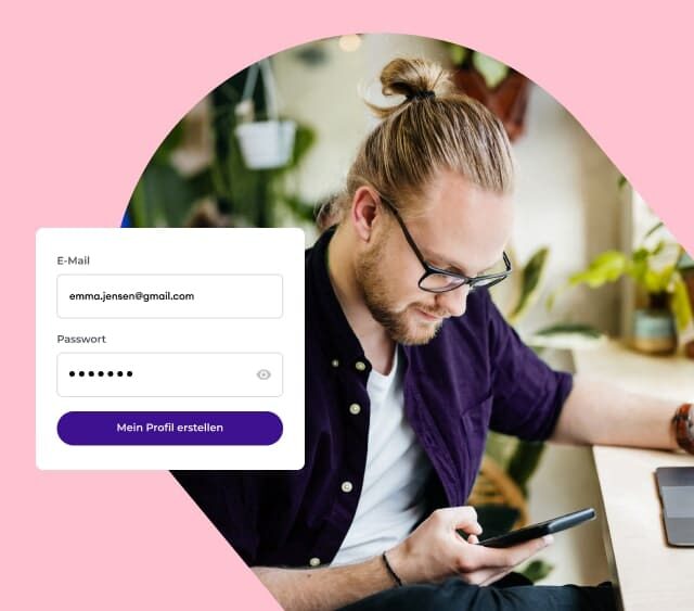 zenjob mobile-app ein student schaut auf sein handy registrierung
