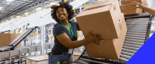 student student worker in warehouse logistics
