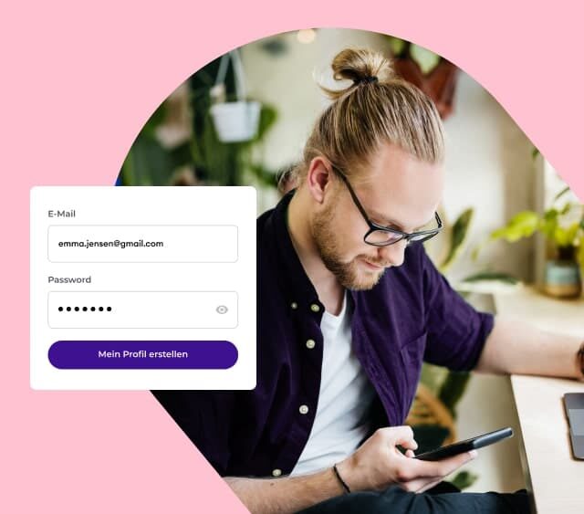 zenjob mobile-app a student looks at his cell phone registration