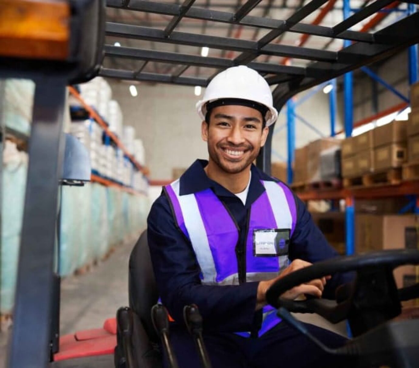 Forklift driver is working