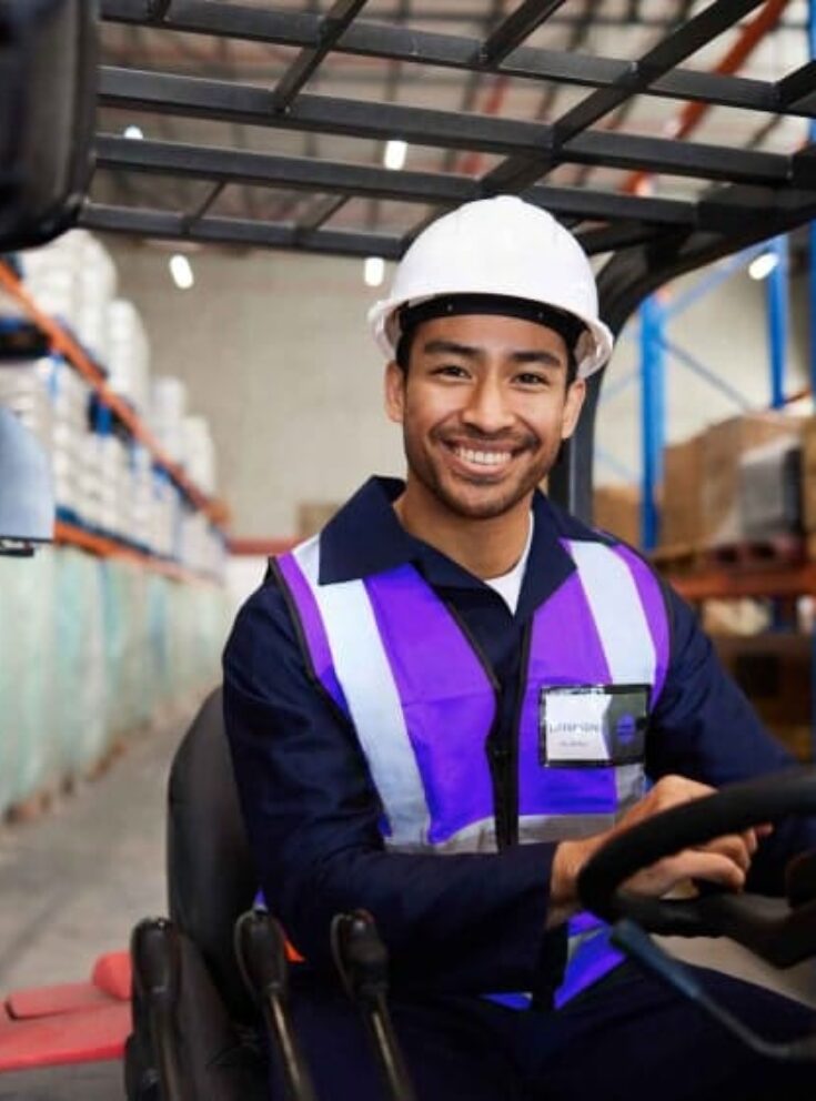Forklift driver is working