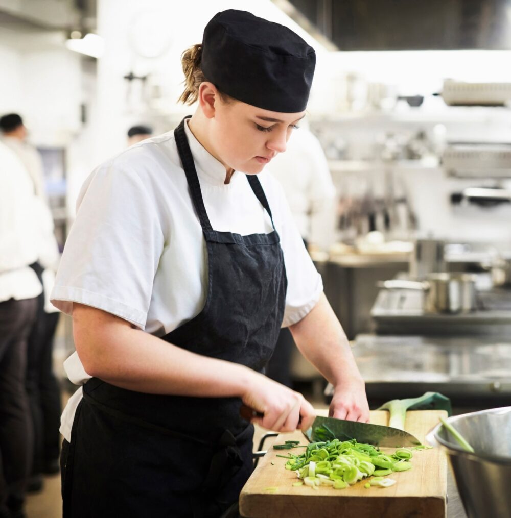 woman working in a kitchen